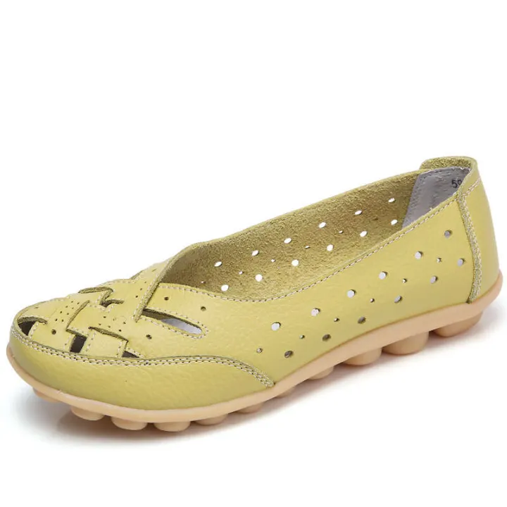 44%20size%20Bird's%20Nest%20Hole%20Flat%20Bottom%20Sandals%20Summer%20Single%20Bean%20Leather%20Casual%20Women's%20Middle%20School%20Top%20Size%20Mom%20Shoes%20-%20Image%209