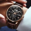 Top Brand JSDUN Luxury Men's Automatic Mechanical Watch Men's Classic Moon Phase Leather Waterproof Watch.