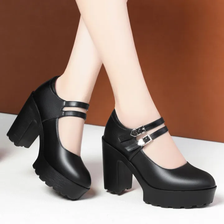 Spring%20Vintage%20Soft%20Leather%20Mary%20Jane%20Women's%20Platform%20Shoes%202024%20Block%20High%20Heel%20Comfort%20Office%20Model%20Mom%20Single%20Shoes%20-%20Image%203