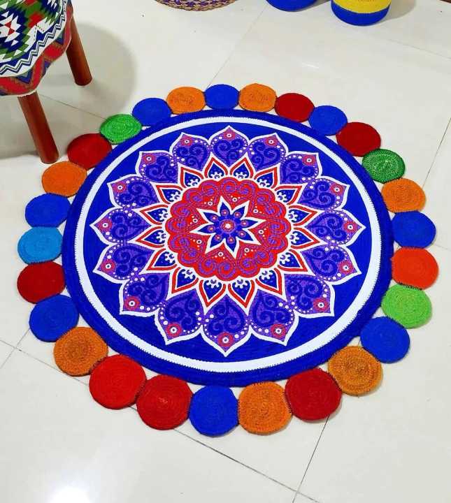 3ft%20Jute%20&%20Cotton%20Print%20Chaka%20mat/Rugs%20-%20Image%203