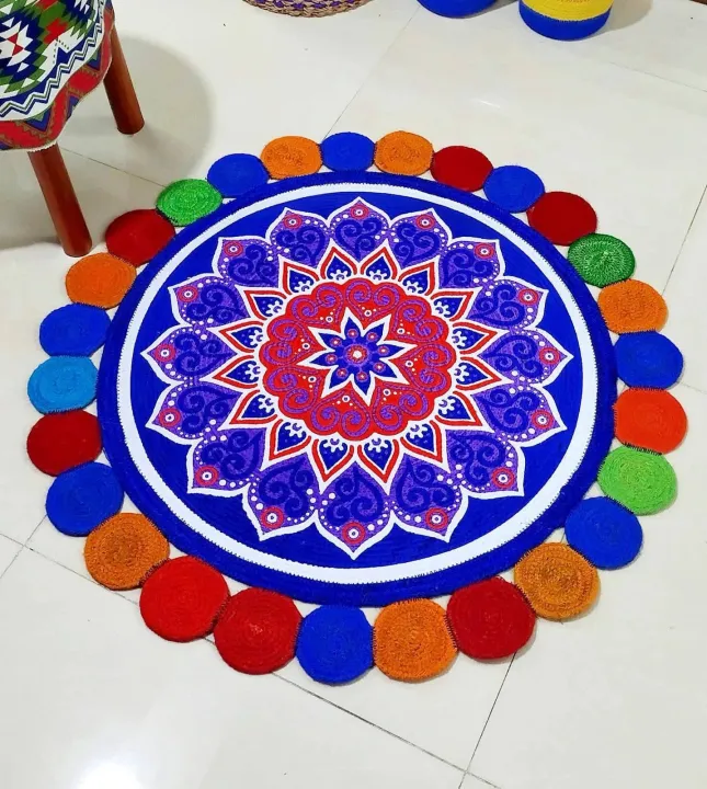 3ft%20Jute%20&%20Cotton%20Print%20Chaka%20mat/Rugs%20-%20Image%203