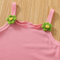 DSstyles 2-Piece Girls Summer Outfits Solid Color Sleeveless Tank Top Shorts Two-piece Set For 1-6 Years Old Kids. 