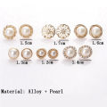 6 Pairs Elegant Crystal Rhinestone Diamond Pearl Sign Ears Tiny Studs Earrings.
