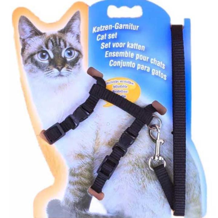 Adjustable Nylon Pet Cat Harness and Leash ~ Kitten Belt Collar with lead - Cat Belt