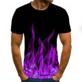 flame men's T-shirt summer fashion short-sleeved 3D round neck tops  element shirt trendy men's T-shirt. 