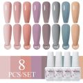 Clou Beaute 8ml Nail Gel Polish Set 6/8pcs Vernis Semi Permanent UV Gel Nail Art Varnish Manicure Glitter Nail Polish Set Kit. 