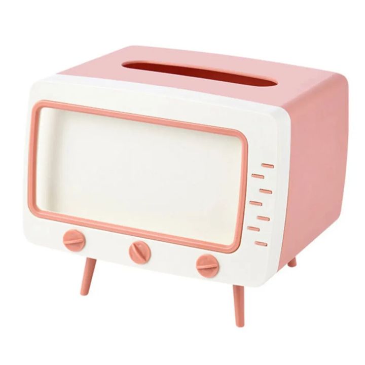 (NEW)Slot Tissue Container with Mobile Phone Stand TV Tissue Box Cover Creative Multifunctional for Living Room Night Stand