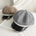 women winter hat young woman bla and ite plaid pearl parquet along fashion ch thousand bird laid. 