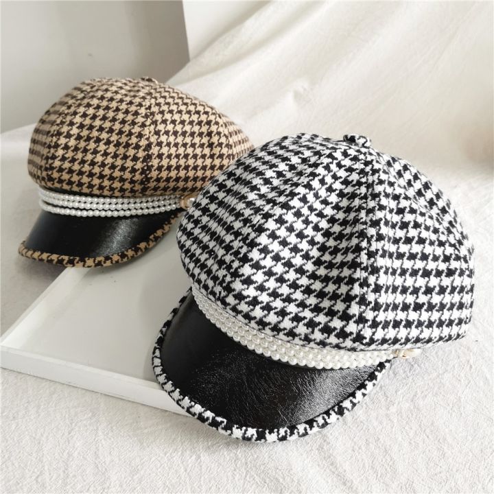 women%20winter%20hat%20young%20woman%20bla%20and%20ite%20plaid%20pearl%20parquet%20along%20fashion%20ch%20thousand%20bird%20laid%20-%20Image%202