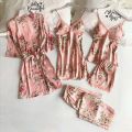 Pajamas for Women Pijama 5 Pieces Set Sexy Ladies Pyjama Sleepwear Women Pajama Sets Sleep Lounge with ChPads Homewear.