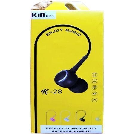 Premium KIN Earphone K28 Stylish Stereo In-Ear Headphone with Balanced sound quality