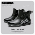 Non slip rain boots men's waterproof shoes rain boots short tube fashion water boots low top kitchen rubber shoes fishing car wash set rubber shoes. 