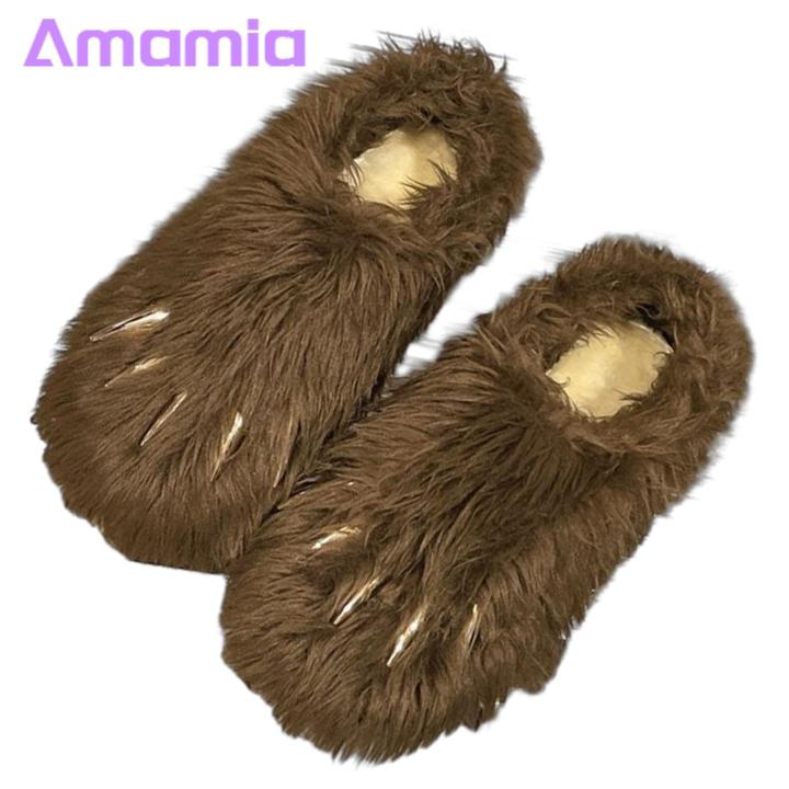 Soft Plush Paw Slippers Cozy Bear Claw Fuzzy Paw Slip-on Slippers for Women – Fluffy Animal Platform Shoes Cute Indoor Outdoor Comfort Footwear Perfect Gift for Home Casual Wear Cozy Bear Claw