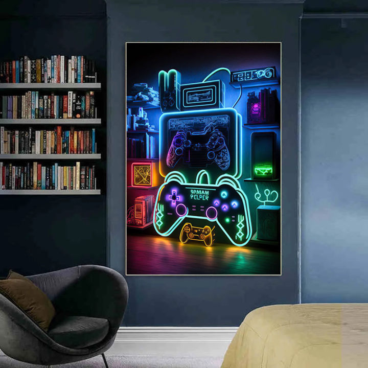 Neon%20Game%20Canvas%20Paintings%20Game%20Controller%20Gamer%20Gaming%20Neon%20Posters%20Canvas%20Prints%20Wall%20Art%20Pictures%20Esports%20Gamer%20Room%20Decor%20-%20Image%205