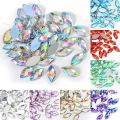 100pcs Glitter Acrylic Horse Eye Non Hotfix Rhinestones Nails Crystals Beads Strass стразы for платье vestidos Dress Nail Art. 
