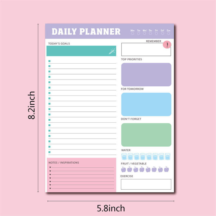 English Notebook Daily Planner Weekly Planner Monthly Planner Tearable Schedule Memo Pad