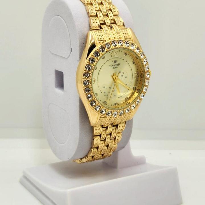 Vinarose stainless steel fashionable women watch