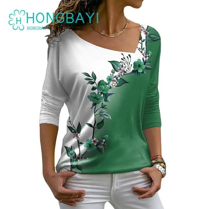 Women%20Spring%20T-shirt%20Pullover%20Floral%20Pattern%20Lady%20T-shirt%20-%20Image%202