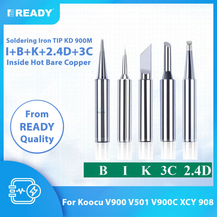 Soldering Iron TIP KD 900M I+B+K+2.4D+3C Type 5Pcs Pure Copper Soldering Iron Head Set Inside Hot Bare Copper using Koocu V900 V501 V900C XCY 908 and Same Type Iron- Each 1 pcs