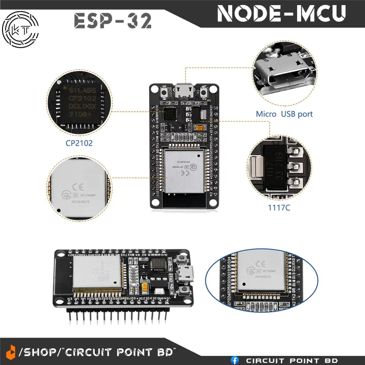 NodeMcu%20ESP32%20Wroom%20CP2102%20DEVELOPMENT%20BOARD%2032BIT,%20240MHZ%20Wireless%20WIFI%20+%20BLUETOOTH%20Module%20for%20IOT,%20Robotics%20or%20Electronics%20Project.%20Alternative%20of%20Arduino.%20-%20Image%204