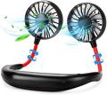 Headphone Design Rechargeable Mini USB Personal Neck Fan - Black. 