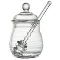 Transparent glass honey jar with lid Honey Jar with Dipper, Clear, 9 Ounces. 