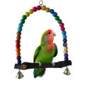 Parrot Swing Bird Cage Stand Cockatiel Wooden Swings Bell Toy for Budgie Lovebird.