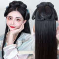 Hanfu wig integrated hairband, lazy person, style bun, female hand, remnants of party, ancient costume, full head set, soft hair band. 