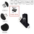 【Ready Stock+FREE Shipping+COD】 HUAWEI OTG USB Flashdrive Type-c/Micro 32GB 64GB 128GB 256GB Rotatable USB 2.0 Flash Drives Memory Metal Flash Drives Pen Drive U Disk. 
