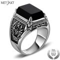 Stainless Steel Black Natural Stone Mens Finger Ring - Ring For Men.