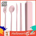 HelloWorld Tableware Set Eco-friendly BPA Free Spoon Fork Cutter Chopsticks Cutlery Set.