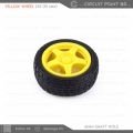4 Pcs - Robotic Yellow Wheel 65x25mm for DC 3V-6V Motors – Smart RC Car Wheel with Durable Rubber Tire, Yellow Plastic, for Arduino DIY Projects. 