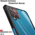Back Cover For Samsung Galaxy M12, Samsung Galaxy A12, Samsung Galaxy F12  (Transparent, Black) - Camera - Phone Back Cover (Back Case Cover For Smartphone). 