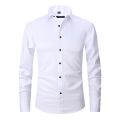 Anti-Wrinkle No-Ironing Elasticity Slim Fit Men Dress Casual Long Sleeve Shirt White Black Blue Red Male Social Formal Shirts.