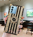 Fashion Luxury Style PU Leather Phone Case Retro Phone Case With Glitter Ring Holder For vivo v25e vivo y33s vivo v23e vivo v21 vivo v23 pro vivo v23 vivo y20 vivo y53s y53 y22 v20 y21 Back Cover.