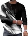 Sport Men's Long-Sleeve T-Shirt Casual Round Neck Pullover Line 3D Printed T-Shirt Blouse Workout Athletic Shirt Top Tee. 