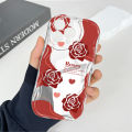 Jizetin for Samsung S22 Ultra 5G Back Cover Back Cover Red Rose Cream Wavy Edge Soft Silicone Phone Case.