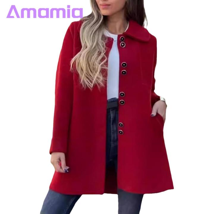 Women Jacket Stylish Women's Woolen Jacket for Fall/winter Loose Fit Overcoat for Daily Wear Trendy Streetwear for Lightweight Wool Blend Jacket