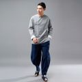 New Round Neck Pulling Sleeves, Ramie Men's Long sleeved Top, Ma Fan Cloth, Ethnic Style, Solid Color Tang Dress.