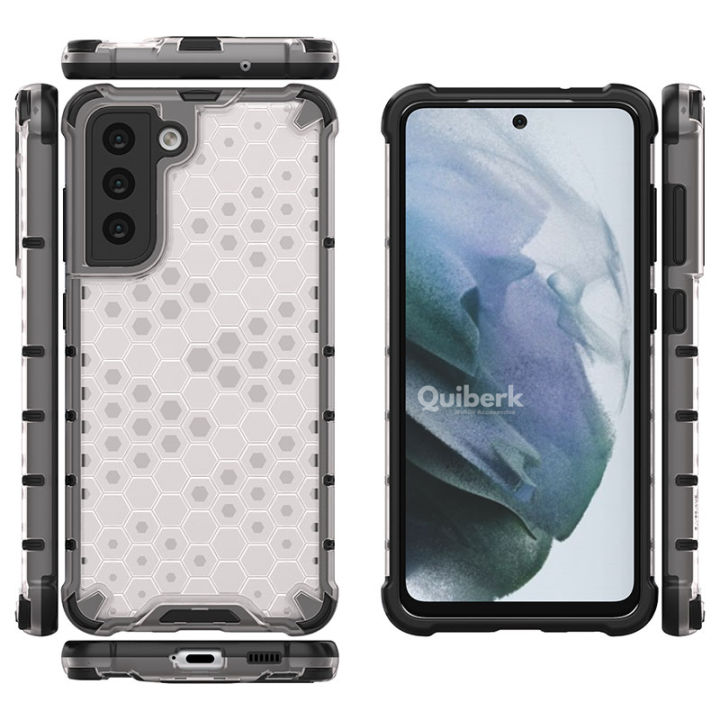 Quiberk%20for%20Samsung%20Galaxy%20S21%20FE%205G%20Honeycomb%20Patterned%20Case%20Hard%20Clear%20Shockproof%20Rugged%20Back%20Cover%20-%20Image%206