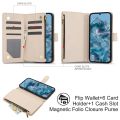 YM016 Rhombic Zipper Card Wallet Leather Phone Case with Lanyard For Google Pixel 8 Pro. 