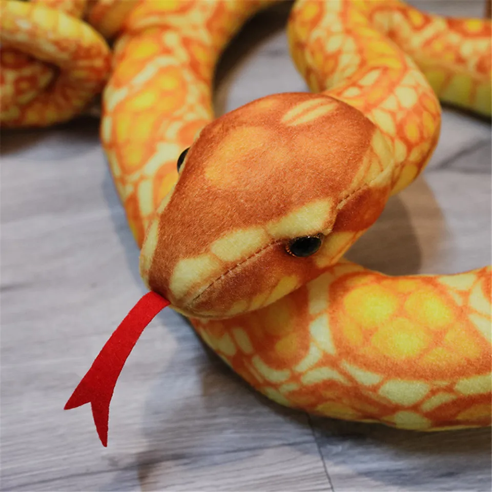 7 Foot Giant Snake Plush Toy - Realistic Reticulated Python Stuffed Animal For Pranks & Decor