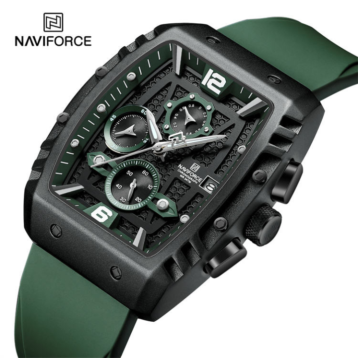 NAVIFORCE%208025%20Square%20Silicone%20Quartz%20Wristwatch%20for%20Man%20Chronograph%20Luxury%20Watches%20for%20Men%20Original-Green%20-%20Image%202