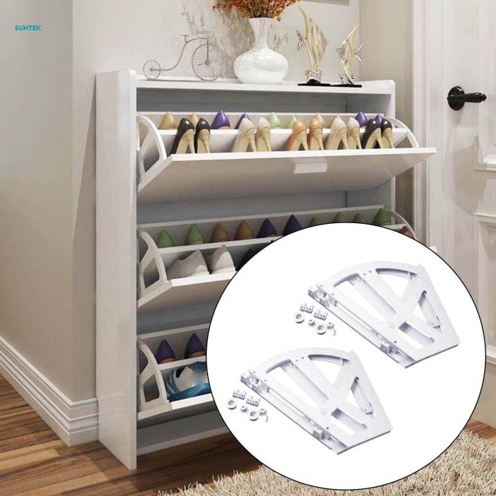 2Pcs Shoes Drawer Flipping Frame Household Furniture Shoe Rack Hinged Flip Plate