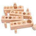 Montessori cylindrical log socket children's early education puzzle puzzle teaching aids Montessori wooden toys wholesale. 