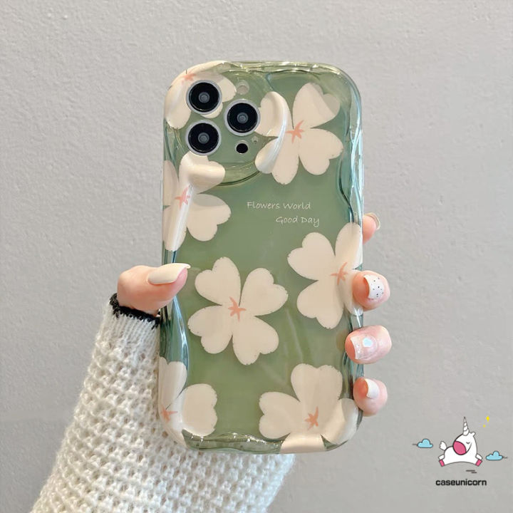 Fresh Flowers Case For Samsung A03 A13 A20 A14 A32 A10s A23 A11 A02s A04 A20s A04s A12 A30 A24 A03s A50 A52 A51 A21s A30s Wavy Curved Edge Glossy Soft Tpu Floral Back Cover