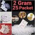 Desiccant Silica Gel 2 gram pack 25 Packets Moisture Absorber Desiccant Packet. 