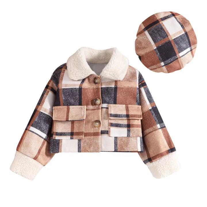 Kids%20Baby%20Girls%20Plaid%20Jacket%20Casual%20Warm%20Button%20Down%20Jackets%20and%20Beret%20Hat%20for%20Toddler%20Newborn%20-%20Image%207