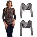 Summer Women Mesh Crop Top Long Sleeve T-Shirts Blusas Y2K Elegant Vestidos Sheer Transparent Top Tee Shirts Robe Femme.