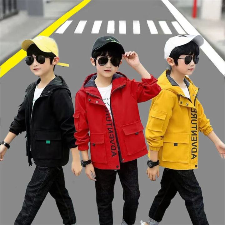 2023 Children Boys Fshion New Jackets Spring Kids Coats Jackets For Boys Teenage Hooded Outfit Windbreaker 5 6 7 8 10 12 Years